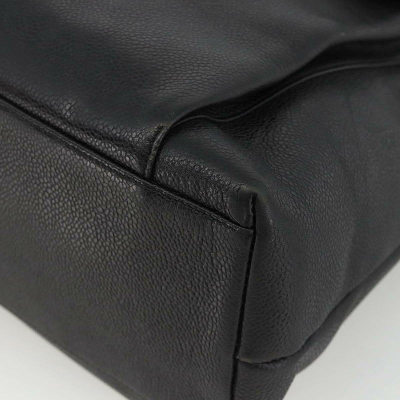 【日本直送】香奈兒 (CHANEL) 菱格紋鏈條托特包，魚子醬紋皮革，黑色，金色雙C標誌，正品 BAZ251A-7