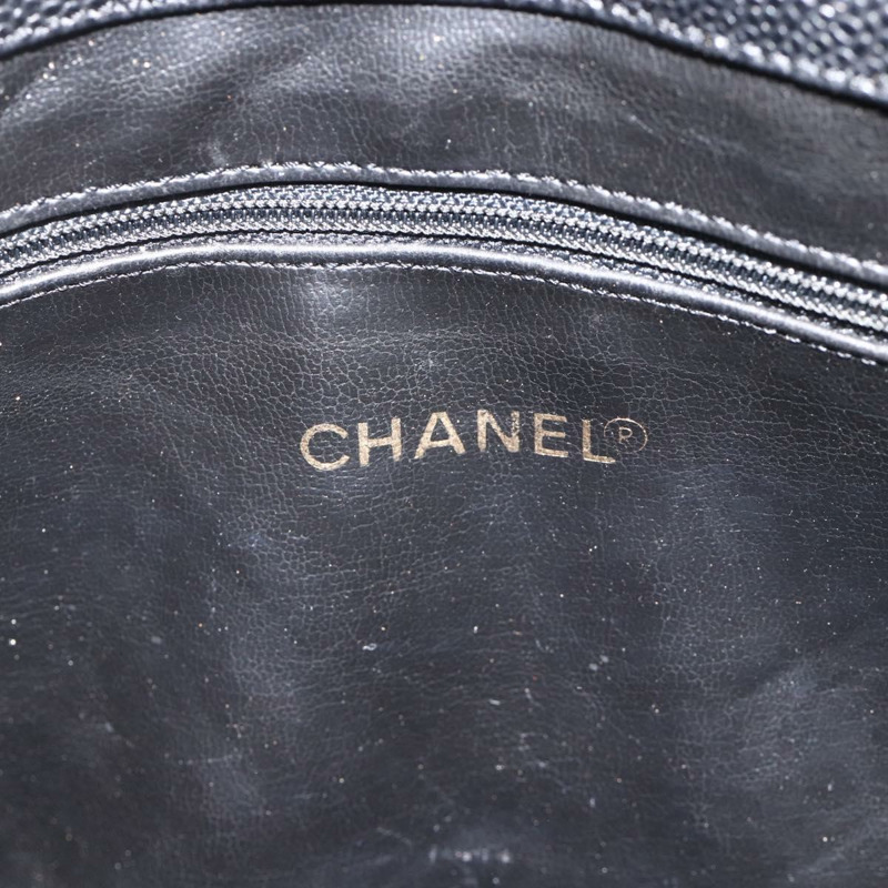【日本直送】香奈兒 (CHANEL) 菱格紋鏈條托特包，魚子醬紋皮革，黑色，金色雙C標誌，正品 BAZ251A-10