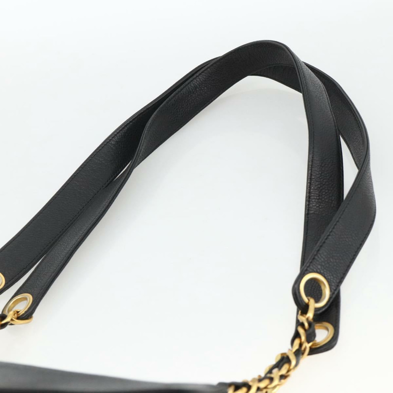 【日本直送】香奈兒 (CHANEL) 菱格紋鏈條托特包，魚子醬紋皮革，黑色，金色雙C標誌，正品 BAZ251A-13