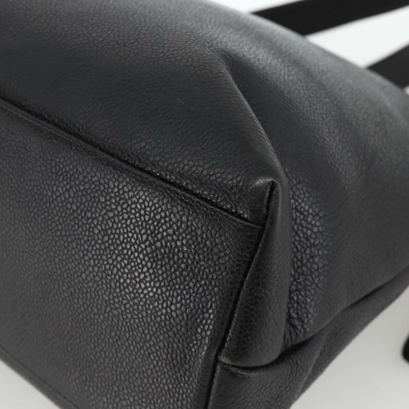 【日本直送】香奈兒 (CHANEL) 菱格紋鏈條托特包，魚子醬紋皮革，黑色，金色雙C標誌，正品 BAZ251A-15