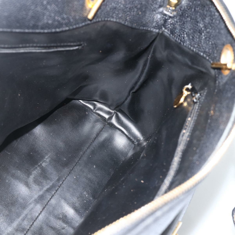 【日本直送】香奈兒 (CHANEL) 菱格紋鏈條托特包，魚子醬紋皮革，黑色，金色雙C標誌，正品 BAZ251A-17