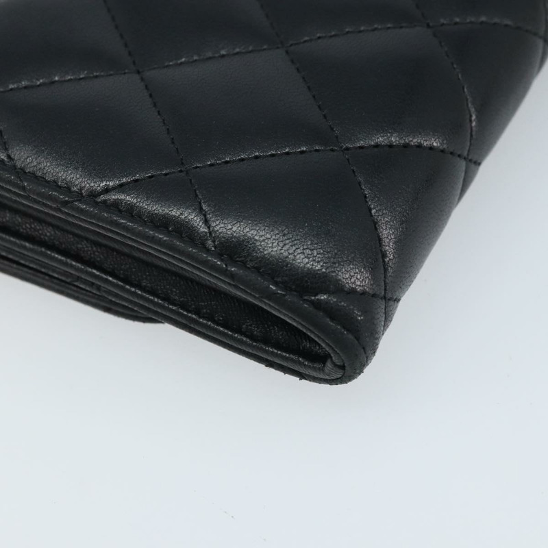 【日本直送】香奈兒 (CHANEL) 絎縫長款錢包,羊皮材質,黑色,金色雙C標誌,BAZ260A-15