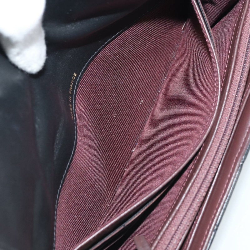 【日本直送】香奈兒 (CHANEL) 絎縫長款錢包,羊皮材質,黑色,金色雙C標誌,BAZ260A-18