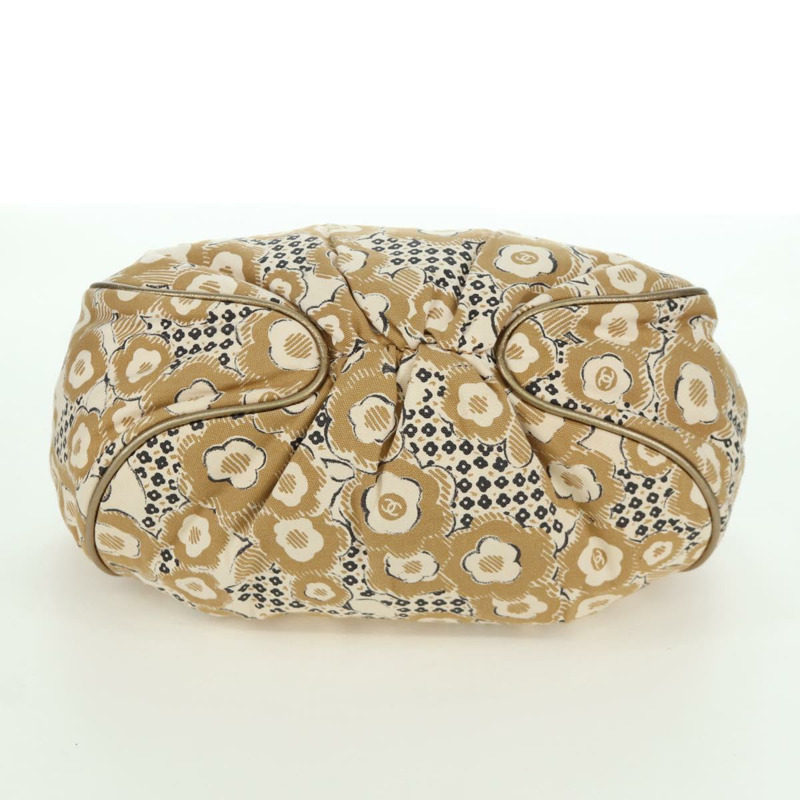 【日本直送】香奈兒山茶花手袋帆布米色金色雙C標誌BAZ669V-4