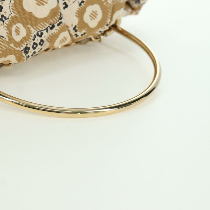 【日本直送】香奈兒山茶花手袋帆布米色金色雙C標誌BAZ669V-6