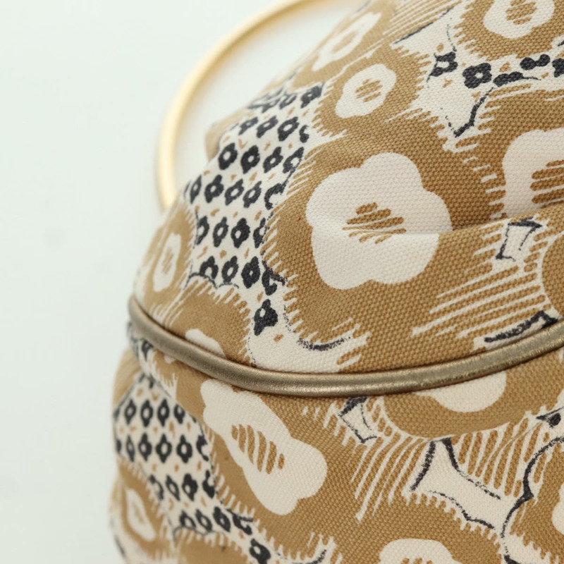 【日本直送】香奈兒山茶花手袋帆布米色金色雙C標誌BAZ669V-7