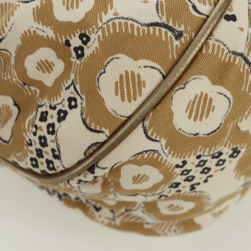 【日本直送】香奈兒山茶花手袋帆布米色金色雙C標誌BAZ669V-16