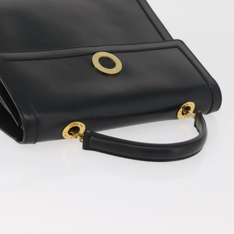 【日本直送】CELINE 圓形手提包 皮革 黑色 金色 正品 BAZ793V-5