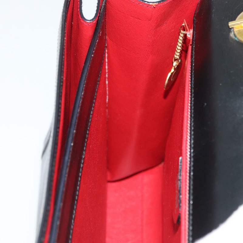 【日本直送】CELINE 圓形手提包 皮革 黑色 金色 正品 BAZ793V-23