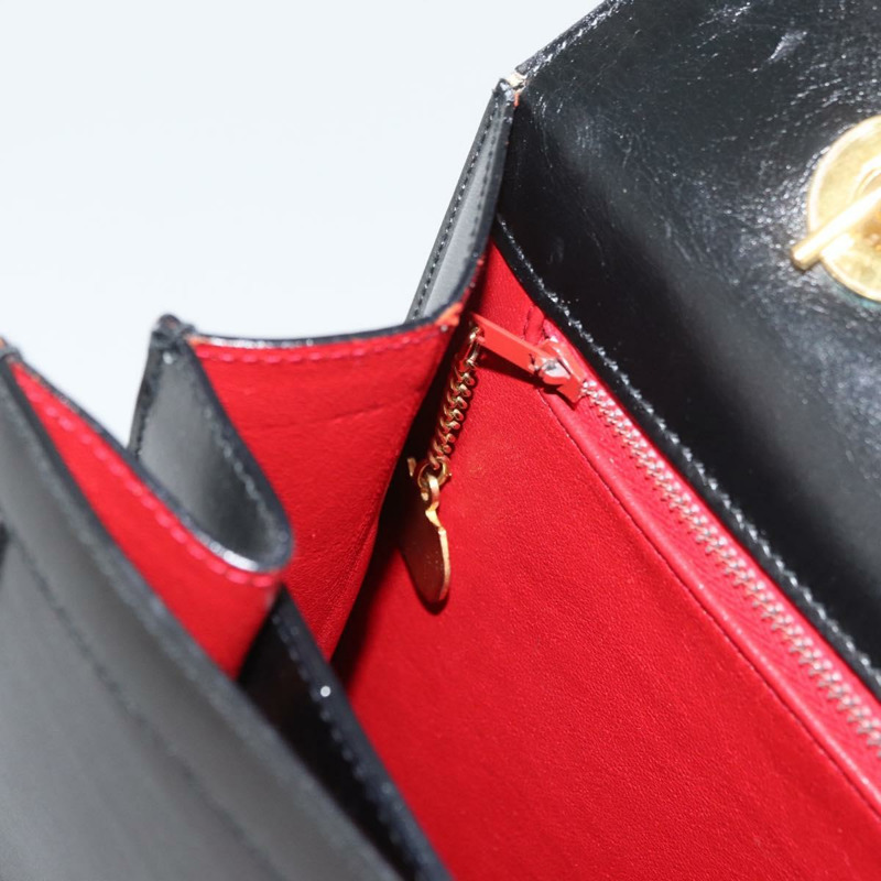 【日本直送】CELINE 圓形手提包 皮革 黑色 金色 正品 BAZ793V-24