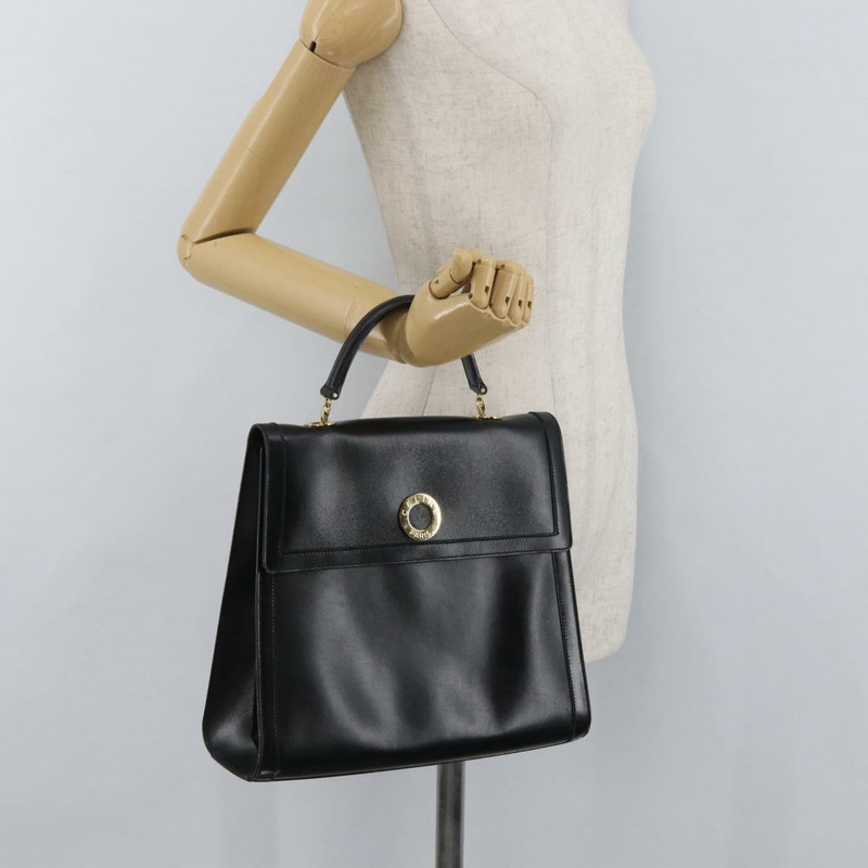 【日本直送】CELINE 圓形手提包 皮革 黑色 金色 正品 BAZ793V-26