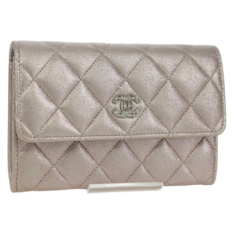 香奈兒粉紅羊皮錢包，CC標誌，貨號167177SAM