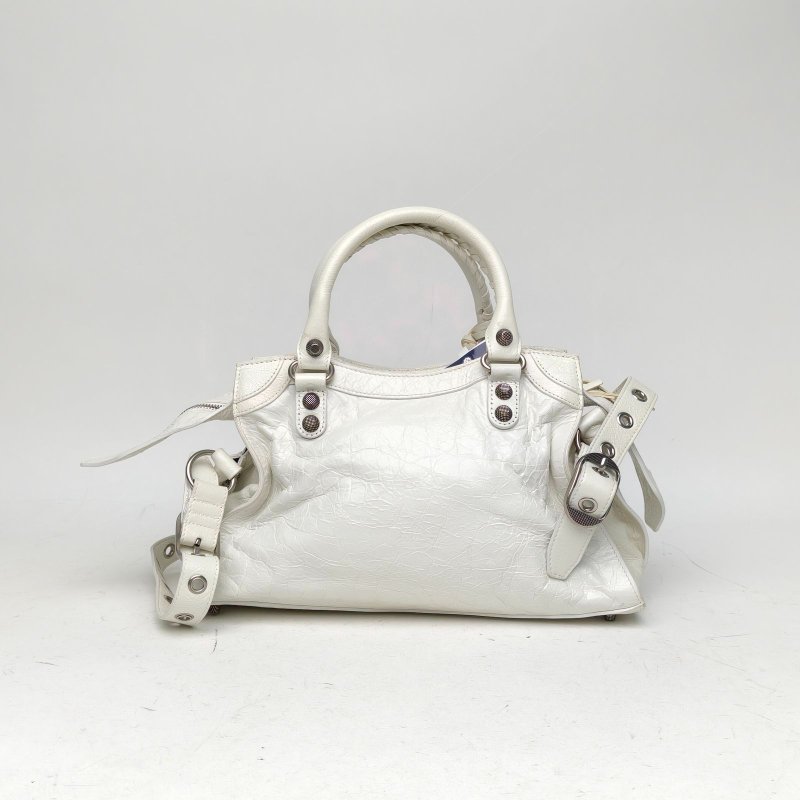 BALENCIAGA NEOCLASSIC手提機車包白色羊皮肩背包-2