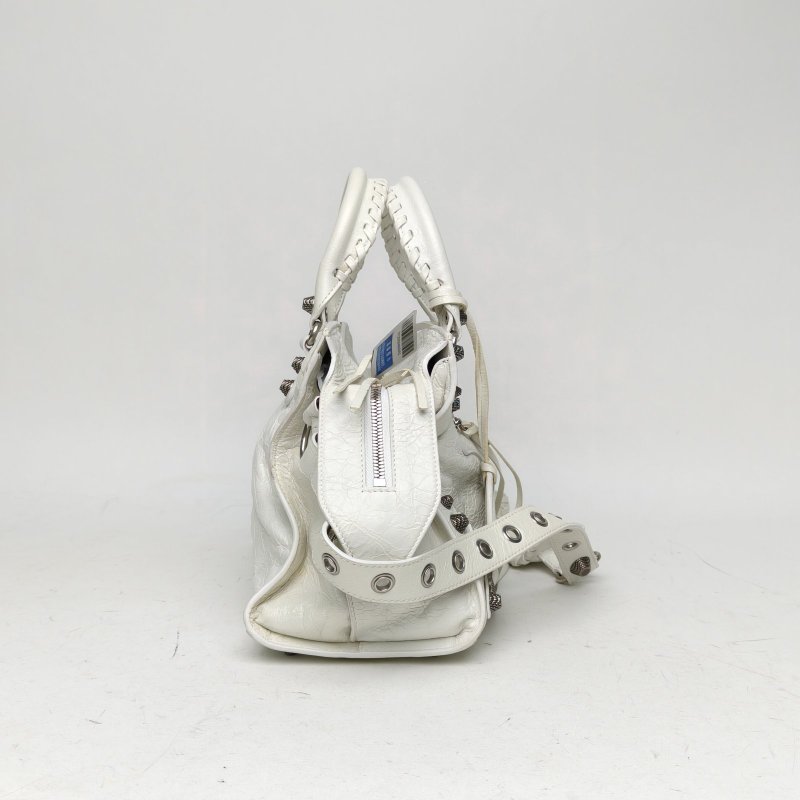 BALENCIAGA NEOCLASSIC手提機車包白色羊皮肩背包-3