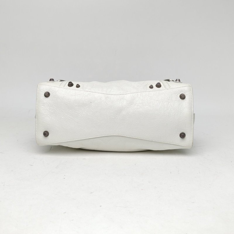 BALENCIAGA NEOCLASSIC手提機車包白色羊皮肩背包-4
