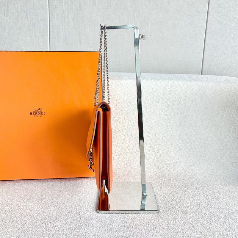 Hermes catenina豬鼻鏈信封包橙色 銀扣21*17*2 99新配件塵袋-5