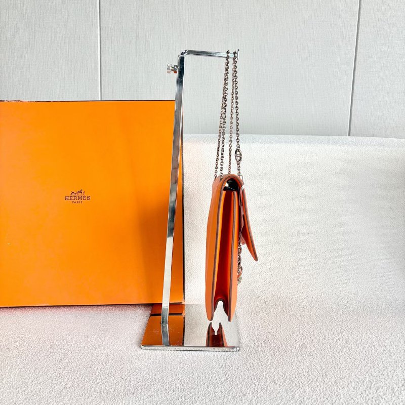 Hermes catenina豬鼻鏈信封包橙色 銀扣21*17*2 99新配件塵袋-6