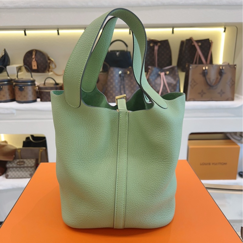Hermes愛馬仕 牛油果綠色 菜籃子picotin22水桶包-2
