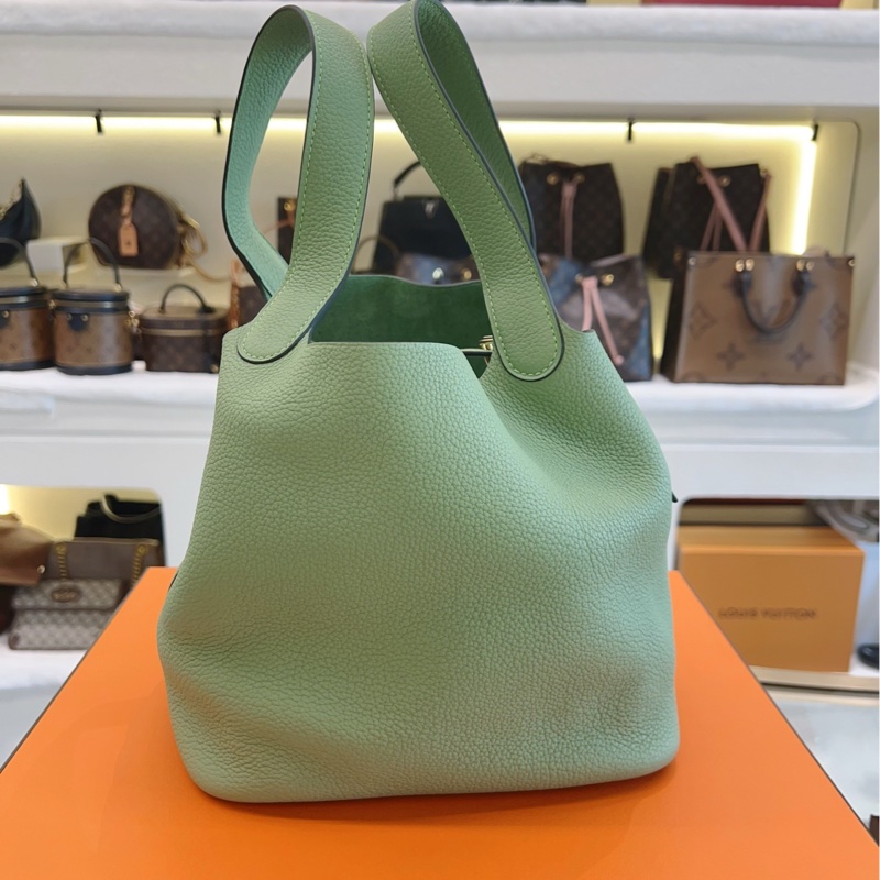 Hermes愛馬仕 牛油果綠色 菜籃子picotin22水桶包-3