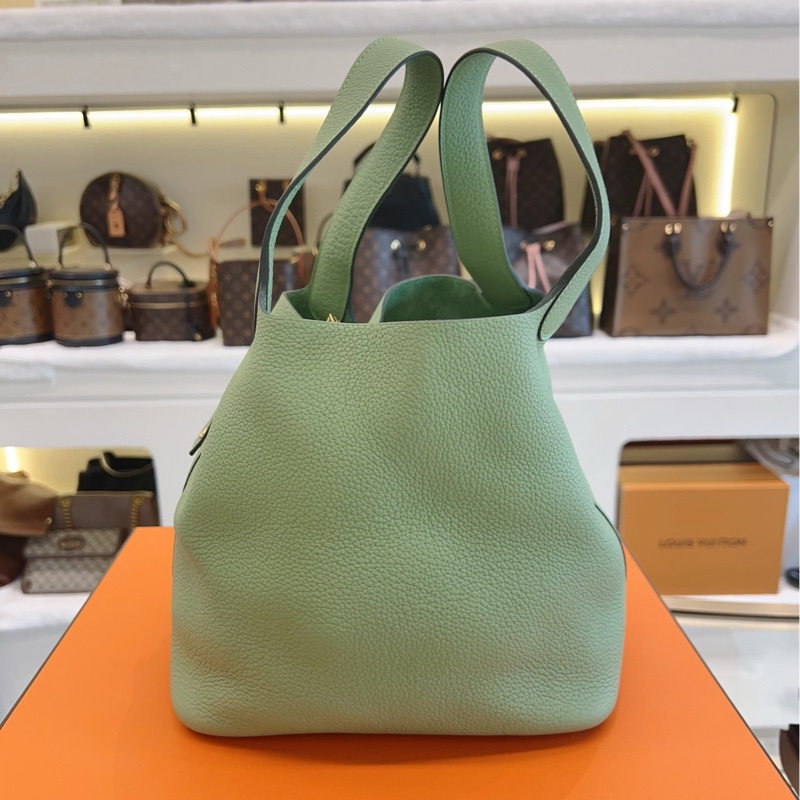 Hermes愛馬仕 牛油果綠色 菜籃子picotin22水桶包-4