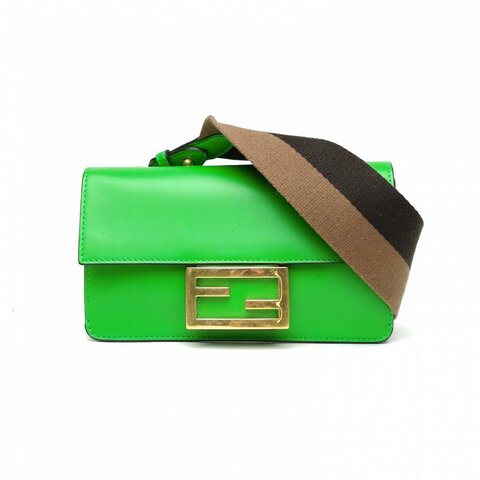 FENDI 綠色牛皮芬迪斜挎包肩背包