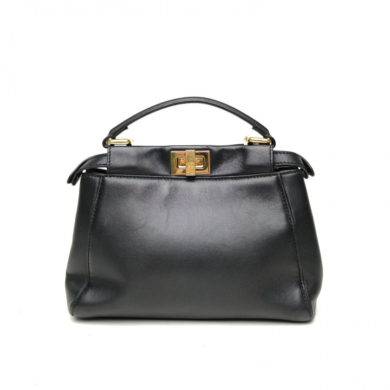 FENDI PEEKABOOMini黑色羊皮金扣肩背包-2
