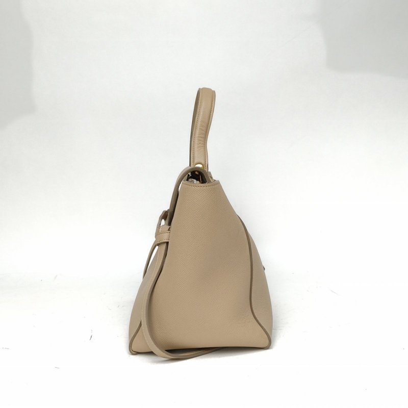 CELINE Belt鯰魚包Mini28奶茶色牛皮金扣肩背包-1