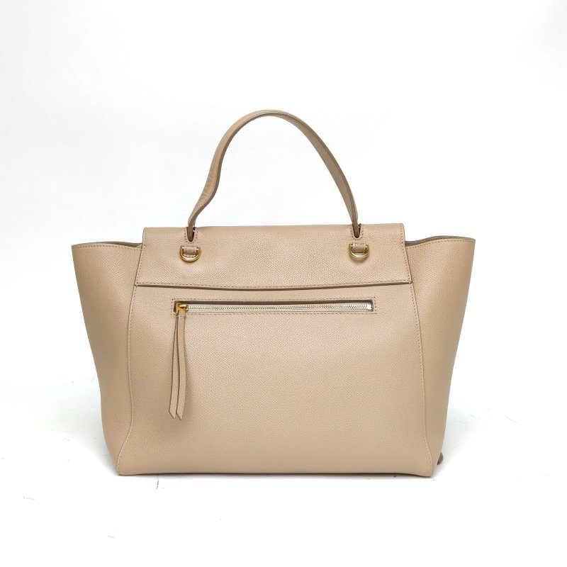 CELINE Belt鯰魚包Mini28奶茶色牛皮金扣肩背包-2