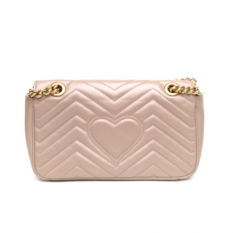 GUCCI GGMarmont肩背包小號26豆沙粉牛皮金扣-2