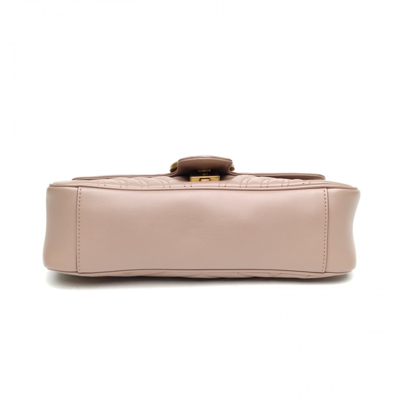 GUCCI GGMarmont肩背包小號26豆沙粉牛皮金扣-3