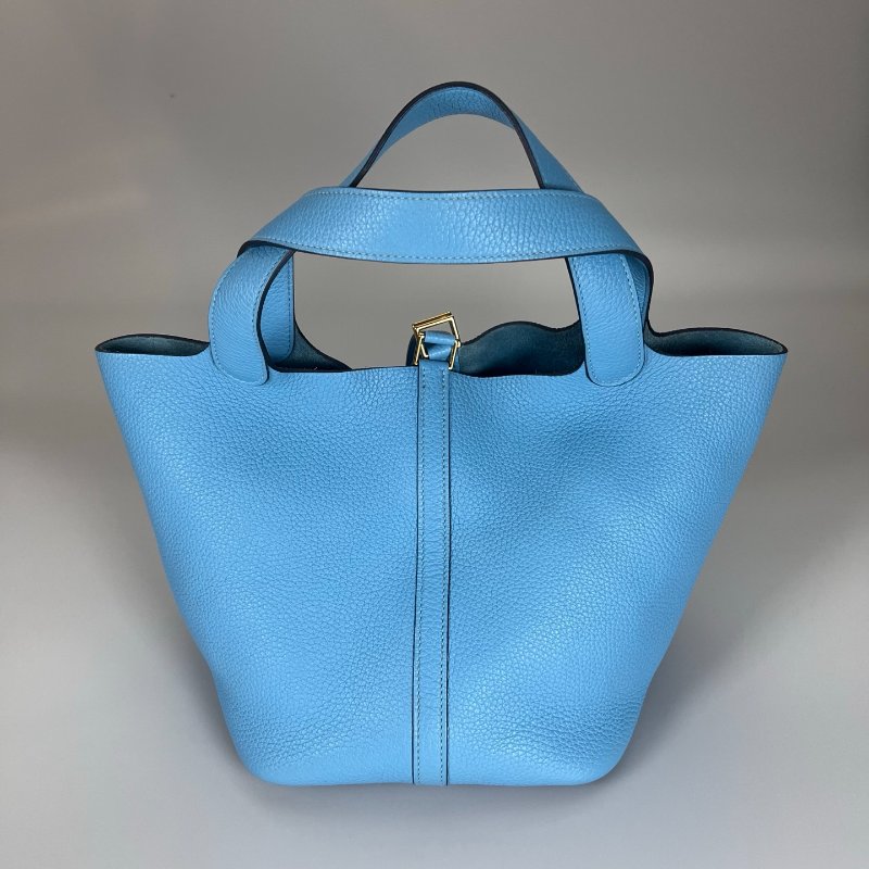 HERMES Y刻 藍PICOTIN 22 菜籃子包-1