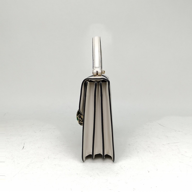 BVLGARI SerpentiForever風琴蛇頭包小號白色牛皮-1