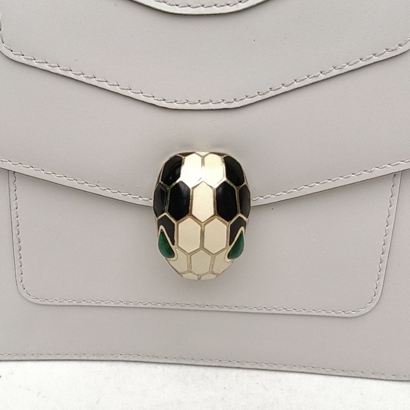 BVLGARI SerpentiForever風琴蛇頭包小號白色牛皮-5