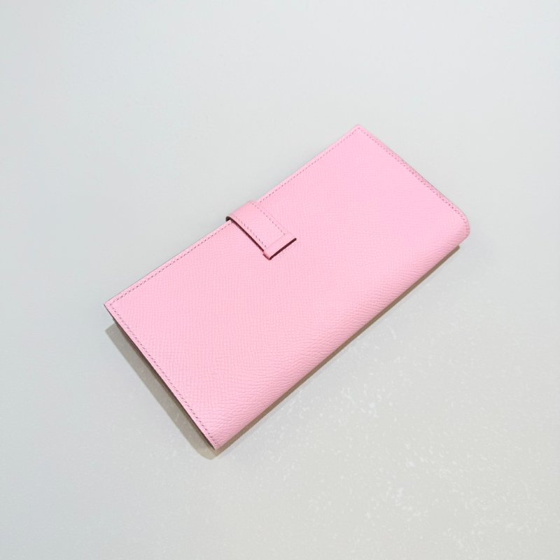 HERMES- 櫻花粉1Q銀釦Bearn Epsom長夾-2