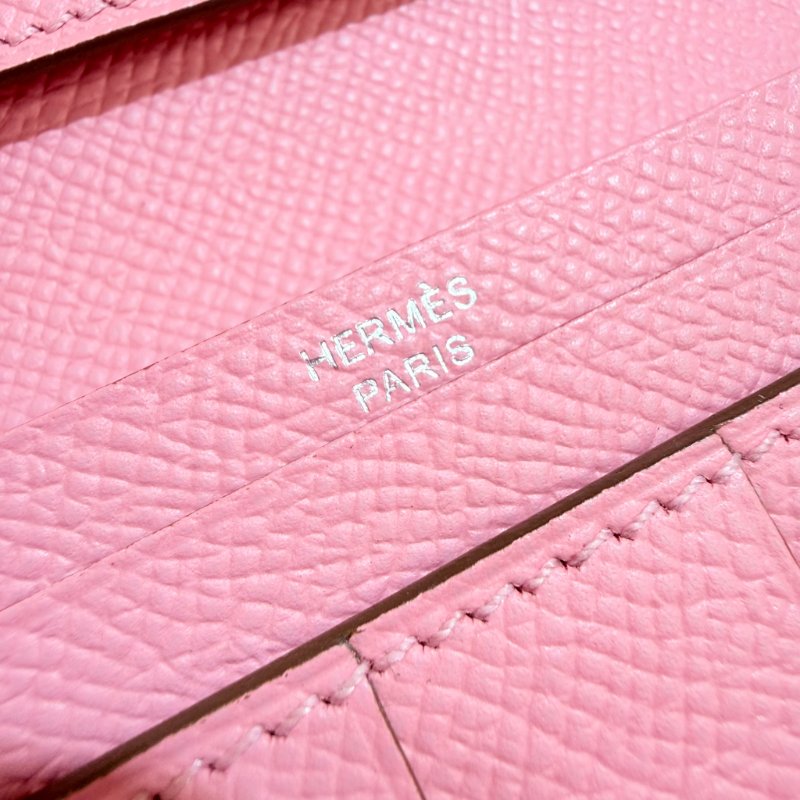 HERMES- 櫻花粉1Q銀釦Bearn Epsom長夾-5