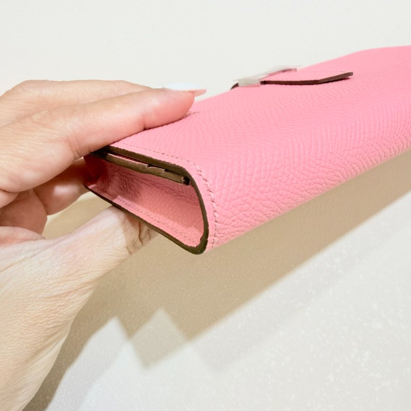 HERMES- 櫻花粉1Q銀釦Bearn Epsom長夾-7