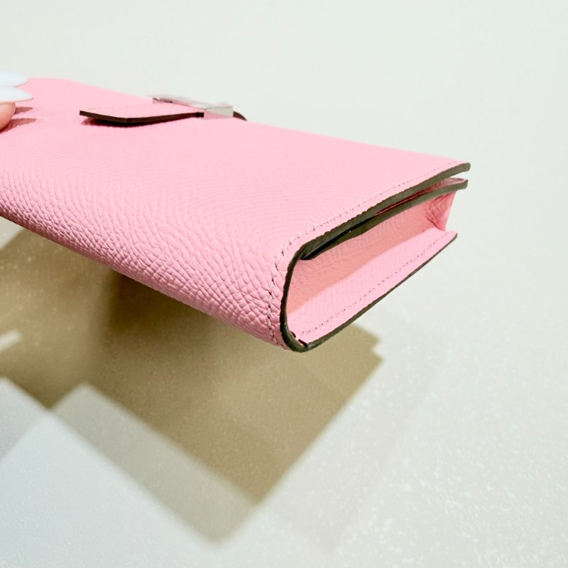 HERMES- 櫻花粉1Q銀釦Bearn Epsom長夾-8