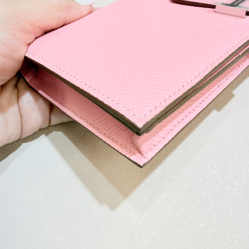 HERMES- 櫻花粉1Q銀釦Bearn Epsom長夾-9