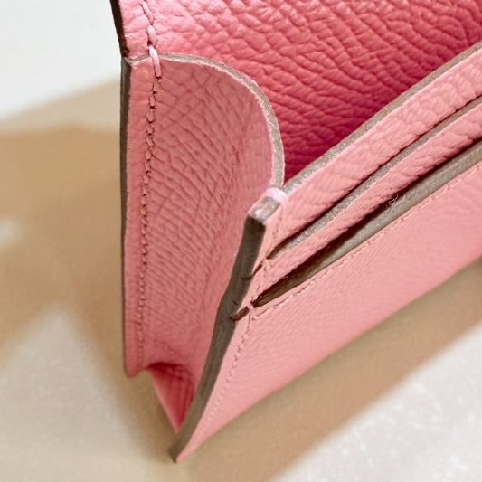 HERMES- 櫻花粉1Q銀釦Bearn Epsom長夾-13