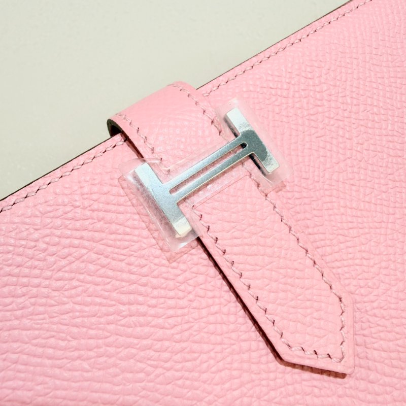 HERMES- 櫻花粉1Q銀釦Bearn Epsom長夾-15