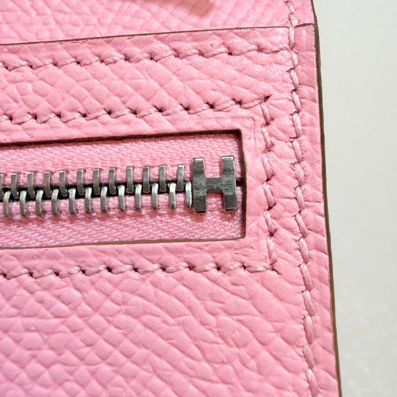 HERMES- 櫻花粉1Q銀釦Bearn Epsom長夾-19