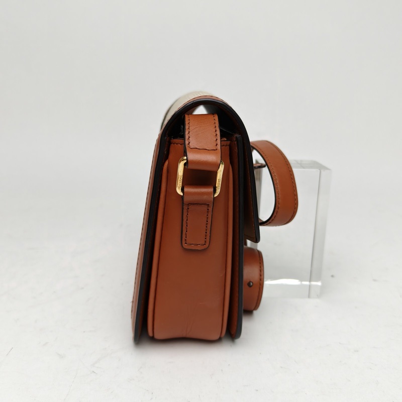 CELINE 凱旋門金屬鎖扣Teen拼色牛皮/帆布金扣-1