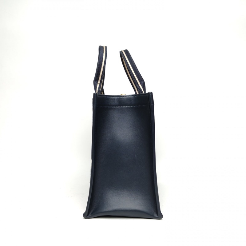 DIOR BookTote中號新款附肩帶藍色帆布金扣2023-1