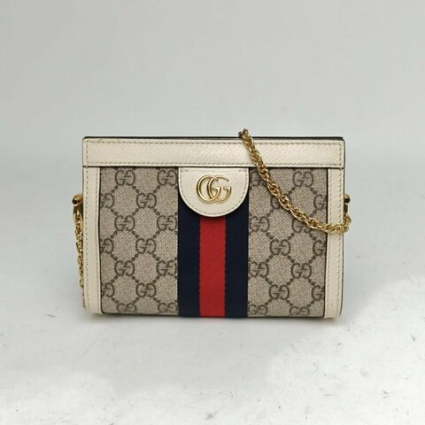 GUCCI 老花PVC金扣Ophidia夾子包Mini肩背包