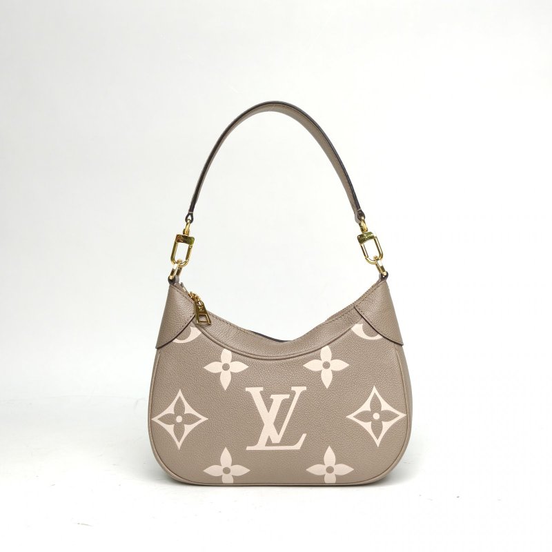 LOUIS VUITTON Bagatelle腋下包大象灰牛皮晶片大Logo印花肩背包-2