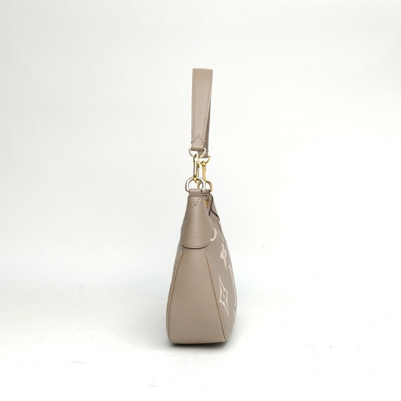 LOUIS VUITTON Bagatelle腋下包大象灰牛皮晶片大Logo印花肩背包-3