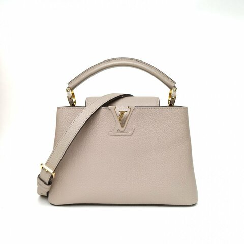 LOUIS VUITTON CapucinesBB27灰色牛皮金扣晶片肩背包