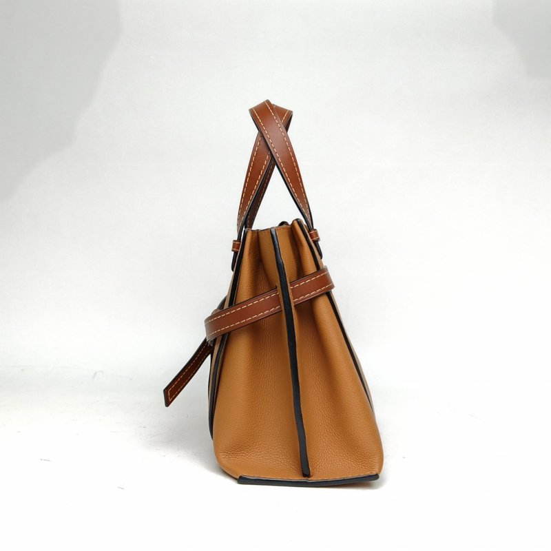 LOEWE GateTote托特手提中號棕色牛皮金扣肩背包-1