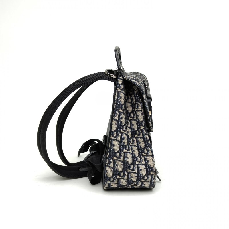 DIOR Gallop雙肩包迷你19藍色帆布黑扣2020肩背包-3