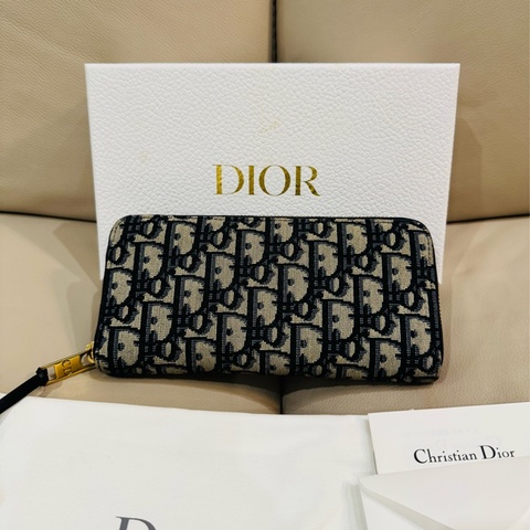 Dior 迪奧 經典老花拉鍊長夾/97新美品